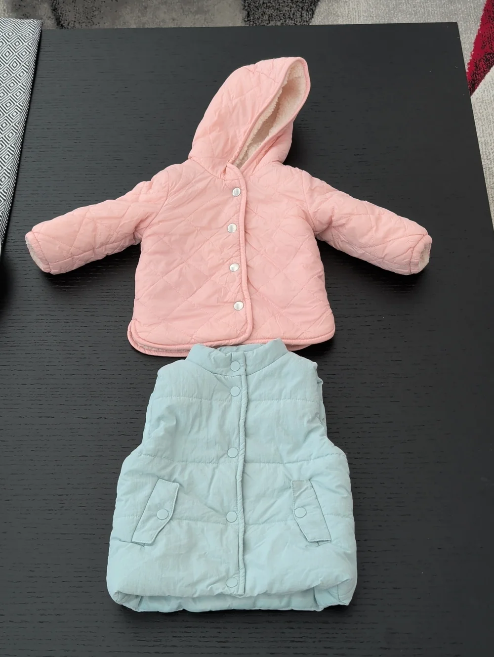 Lot Puffer Vest Aqua & Hooded Sherpa Lined Puffer Coat Jacket Baby Girl 24M